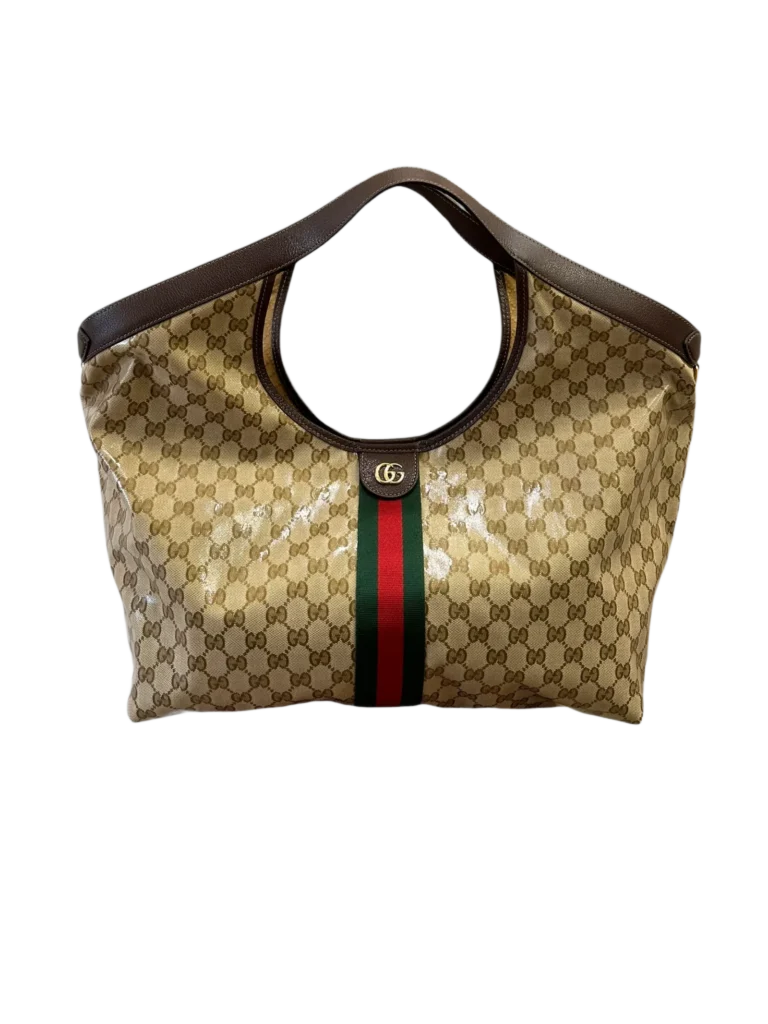 Borsa a spalla Gucci con monogramma GG e dettaglio verde e rosso