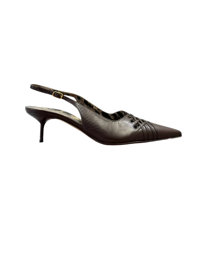 Dolce&Gabbana — Slingback in pelle marrone di Dolce&Gabbana, vista laterale sinistra.