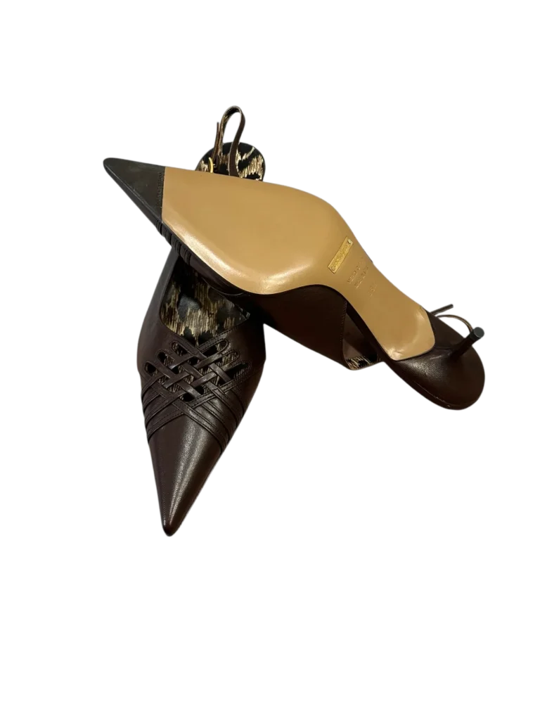 Slingback in pelle traforata, 36,5., foto 4 di 5