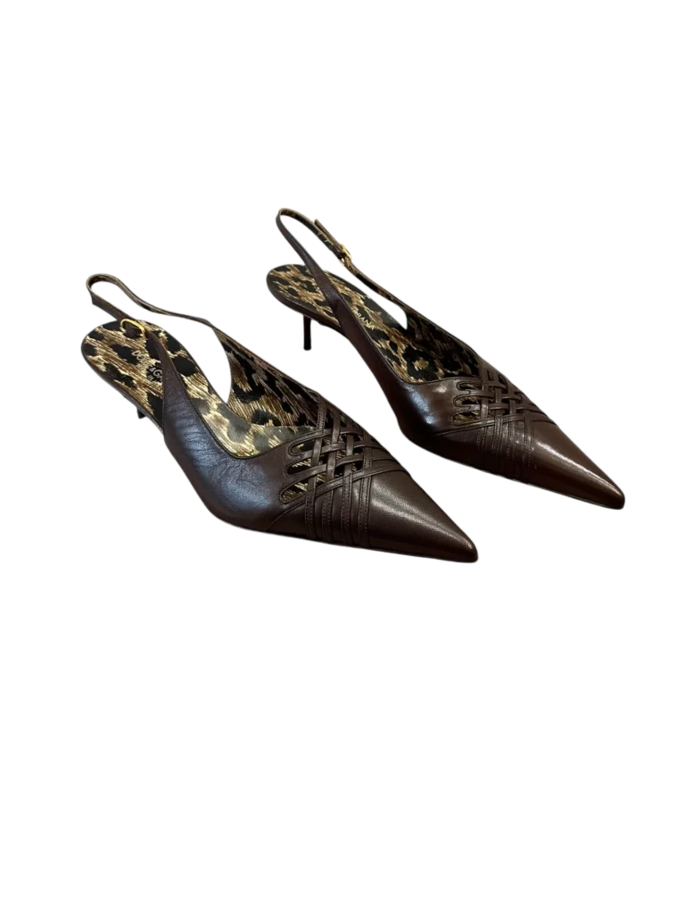 Slingback in pelle traforata, 36,5., foto 2 di 5