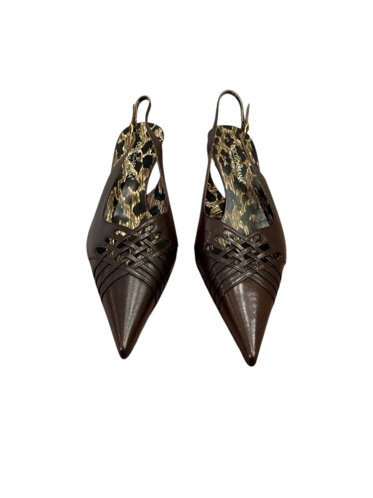 Slingback in pelle traforata, 36,5., foto 3 di 5